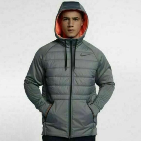 Nike Dri-FIT Gray Full-Zip Hooded Jacket Men’s Large Activewear Winter Warm - Picture 5 of 16